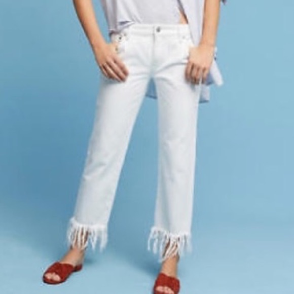 white pants with fringe bottom